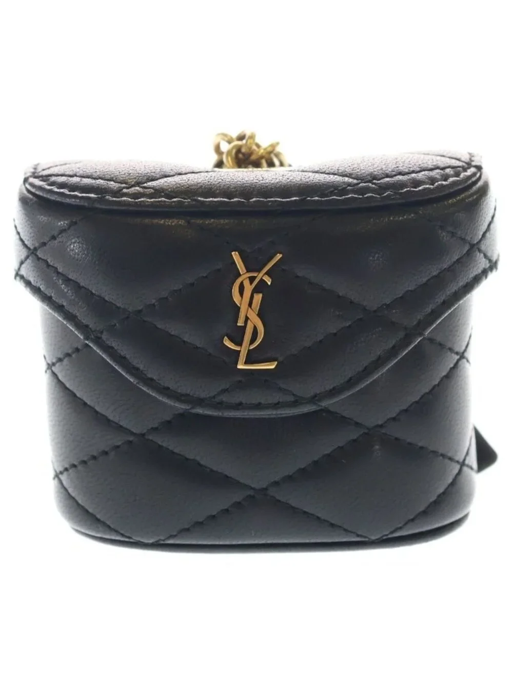 Saint Laurent Paris June Lambskin Mini Handbag Pouch Black